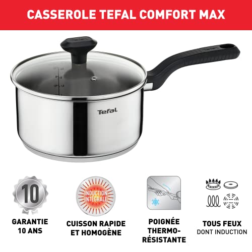 41ksxkh0o5l.jpg Tefal Comfort Max Casserole 18 cm Inox haute qualité pour cuisine en induction - Poignée thermo-isolée et garantie 10 an