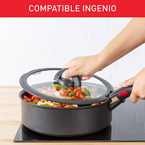41ktsjos1il 1.jpg Couvercle en verre Tefal Ingenio 20 cm rangement gain de place Noir et Transparent cuisson plus rapide compatible lave-v