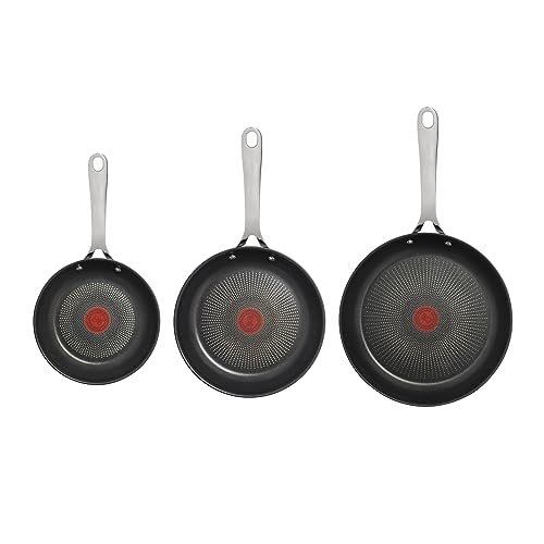 41mjn3y5bsl.jpg Tefal Jamie Olivers Cook's Direct Inox Poêles Induction Antiadhésif Indicateur de Cuisson Poignée Séure Rivetée 20/24/28