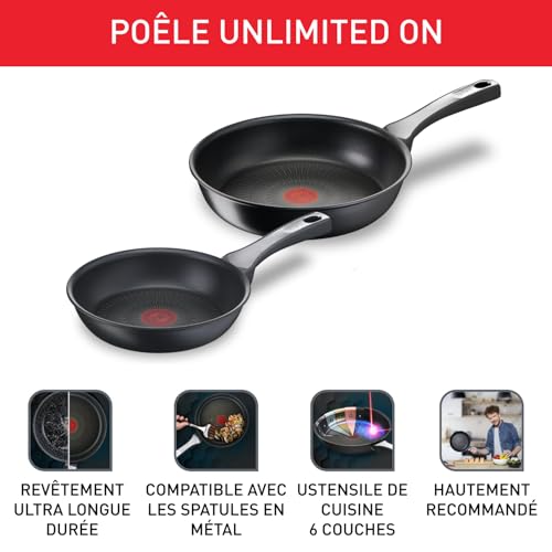 41n4esdjaml.jpg Tefal Unlimited On Lot de 2 Poêles 20/26 cm Induction Antiadhésif Résistant Adultes Cuisine Induction Fonction Thermo-Si