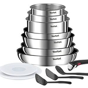 Tefal Ingenio Emotion Batterie de cuisine 13 pièces, Acier inoxydable, Empilable, Garantie 5 ans, Revêtement antiadhésif
