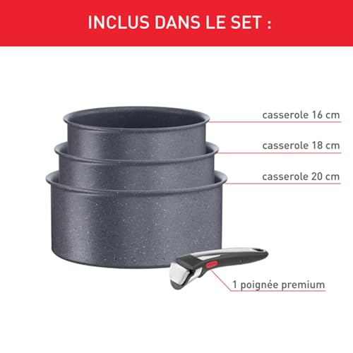 41ppftxkbl.jpg Casserole Tefal Ingenio Lot de 3 16/18/20 cm Induction Antiadhésif Empilable Français Lavage Machine Natural On L7669253