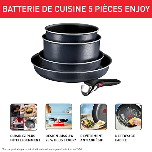 41pish9lvfl.jpg Tefal Ingenio Enjoy - Batterie de cuisine 5 pièces légèresavec technologie Light Tech et poignées amovibles pour la cuis