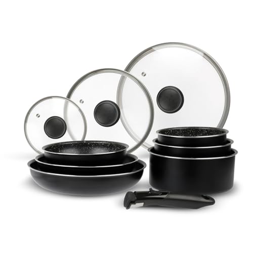 41q5w4hbzel.jpg Sitram 713499 Batterie Cuisine Aluminium 10 Pièces Tous Feux incluant Induction : Poêles et Casseroles Durable + Vues en