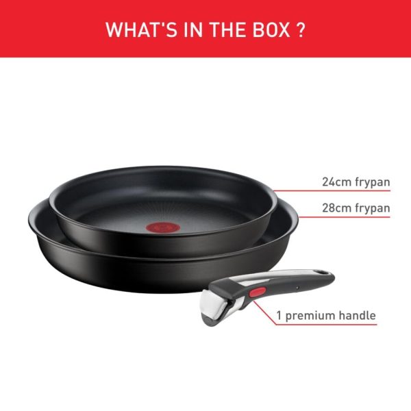 Poêles antiadhésives Tefal Ingenio 24/28 cm, induction et four, lot de 3 pièces, fabriqué en France, Unlimited On L39591