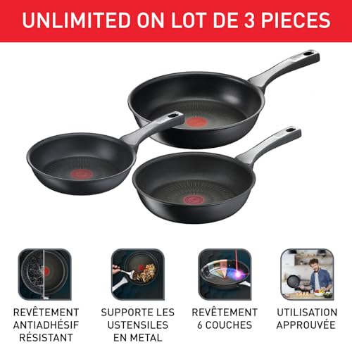 41rdasgpnl.jpg Tefal Unlimited On Lot de 3 poêles induction résistantes pour cuisine française, convaincantes pour les amateurs de cuis