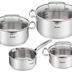 Tefal Duetto Lot de 7 pièces : mijotesuses 16/20/24 cm, mijoteuse 16 cm, couvercles acier inoxydable et verre, marques d
