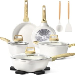 GiPP Lot de 14 casseroles et poêles en granit anti-adhésif pour cuisinières électriques et induction, parfait pour chefs