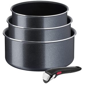 Tefal Ingenio XL Force Casseroles anti-adhésives empilables Gris/bleu Famille et amis Cuisineizia