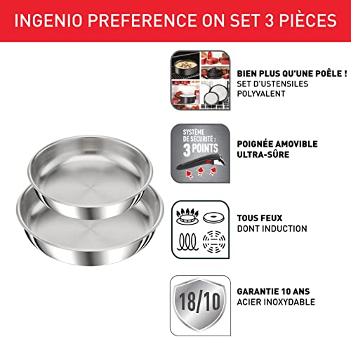41vsw7tegsl.jpg Tefal Ingenio Preference - Poêles induction 24/28 cm, acier inoxydable, empilables, compatible lave-vaisselle, fabriqué