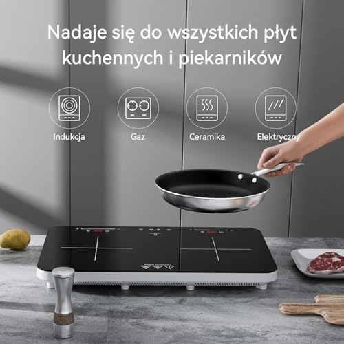 41wfq4yvw9l.jpg COOKNANO - Poêles Anti-Adhésives 20, 24 et 28 cm - Revêtement en Acier Inoxydable 4 Épaisseurs - Convient à Toutes les P