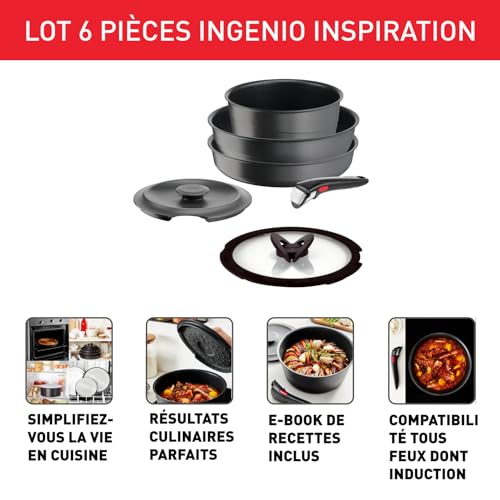 41zjkladlbl.jpg Tefal Ingenio Lot 6 Pièces Induction Fonte d’Aluminium Compatible Lave-Vaisselle Cocottes et Poêles