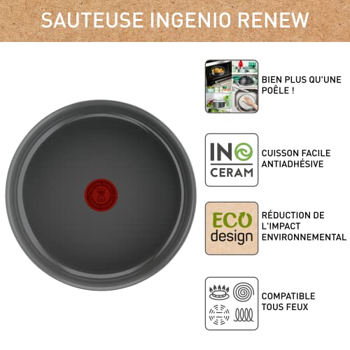 41zb5ossffl.jpg Sauteuse Tefal Ingenio Renew 24 cm induction cuisson saine et sûreFabriquée en FranceL2603502 Sauteuse Tefal Ingenio Re