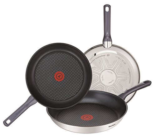 41amxx11rml.jpg Tefal Poêle antiadhésive en acier inoxydable Juego de 3 sartenes pour la maison noire multifonctionnalités
