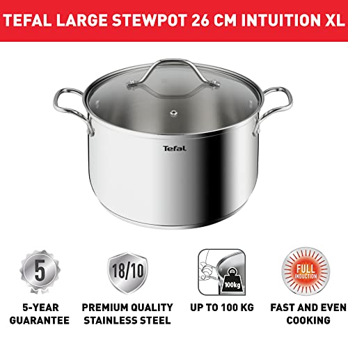 41ayaqmvozl.jpg Tefal Intuition XL Grande marmite inox 26 cm - Induction - Garantie 5 ans - Acier inoxydable 18/10 - Poignées robustes -