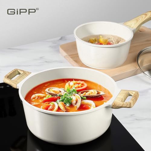 41arb7arugl.jpg GiPP Lot de 14 casseroles et poêles en granit anti-adhésif pour cuisinières électriques et induction, parfait pour chefs