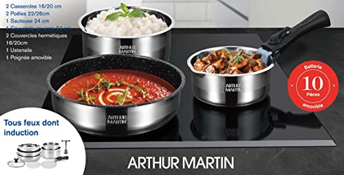41az7rntrxl.jpg Arthur Martin AM0025 Batterie de cuisine amovible acier inoxydable pour cuisiniers professionnels et amateurs cuisson su