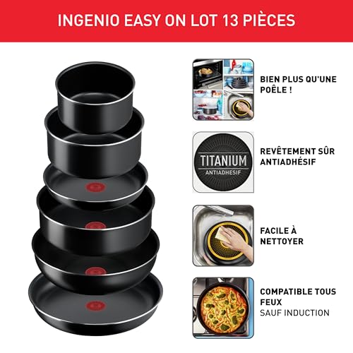 41b2bvxwanl.jpg Tefal Ingenio Batterie de cuisine 13 pièces pour cuisiniers professionnels et amateurs, Poignées amovibles et revêtement