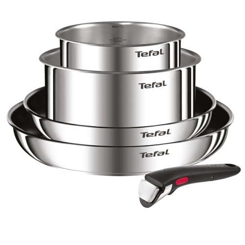 41baetobj l.jpg Tefal Ingenio Lot 2 Poêles + 2 Casseroles + Poignée Amovible Induction, Acier Inoxydable Emotion L897S504