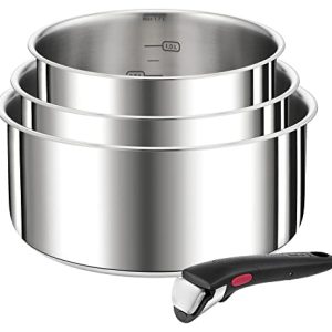 Tefal L898S4 Ingenio Preference - Lot de 4 casseroles empilables induction acier inoxydable - Grand format - Convient à