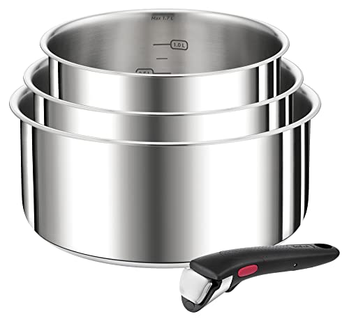 41ds5f4cxyl.jpg Tefal L898S4 Ingenio Preference - Lot de 4 casseroles empilables induction acier inoxydable - Grand format - Convient à