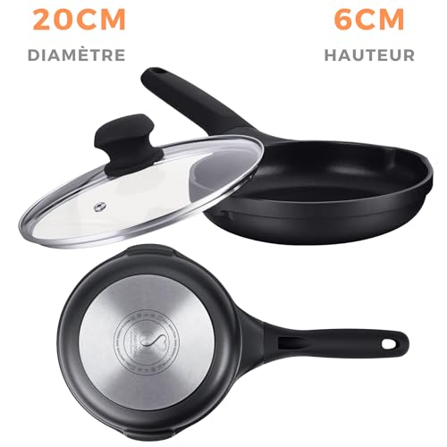 41dgl0yhwll.jpg Poêle Antiadhésive 20 cm pour Cuisine Professionnelle Revêtement anti-rayures et anti-adhésif Greblon allemande sans PFO