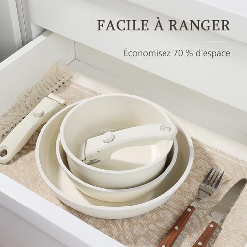 41effbatvol.jpg GiPP - Ensemble de Casseroles et Poêles en Céramique Antiadhésif - Professionnels avec Poignées Détachables, Sans Produi