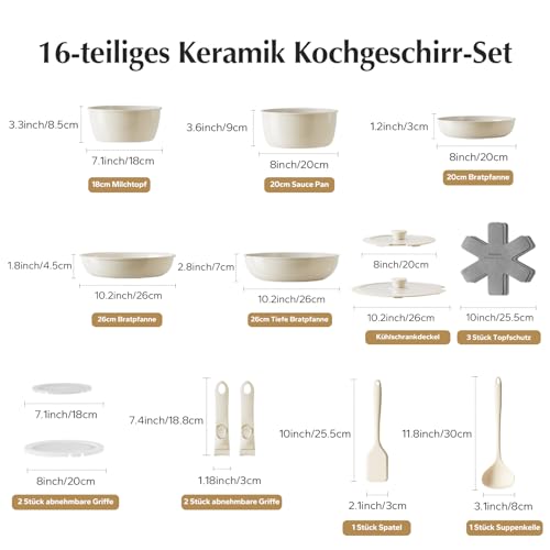 41gpins5hl.jpg Redchef lot de 16 poêles et casseroles batterie de cuisine antiadhésive en céramique pour camping non toxique sans PFAS