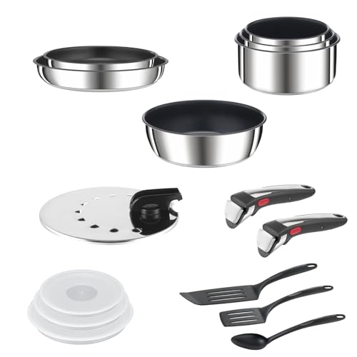 41grzusjail.jpg Tefal Ingenio, Batterie de cuisine 15 pièces, Induction et Acier inoxydable pour Maîtres-Cuisiniers Actifs, Cuisine à Do