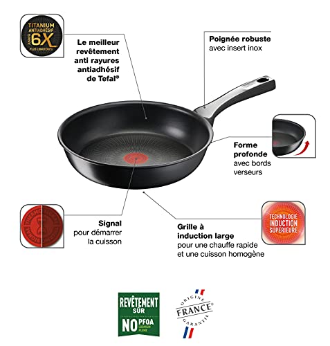 41hdq7w6rrs.jpg Tefal Unlimited Revêtement antiadhésif résistant aux rayures Poêle à frire 22 cm Haute performance Indicateur de tempéra