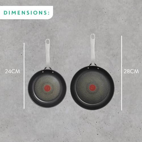 41if6at7pnl.jpg Tefal Jamie Oliver Cook's Direct Inox Lot de 2 poêles 24/28 cm pour cuisine professionnelle et amatrices de cuisine, con