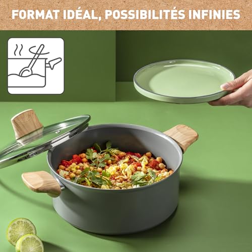 41jjnp gq2l.jpg Revêtement antiadhésif Tefal Renew Faitout 24 cm Cuisson saine, Eco-conçue, Fabriqué en France Thermo-Signal C4254613