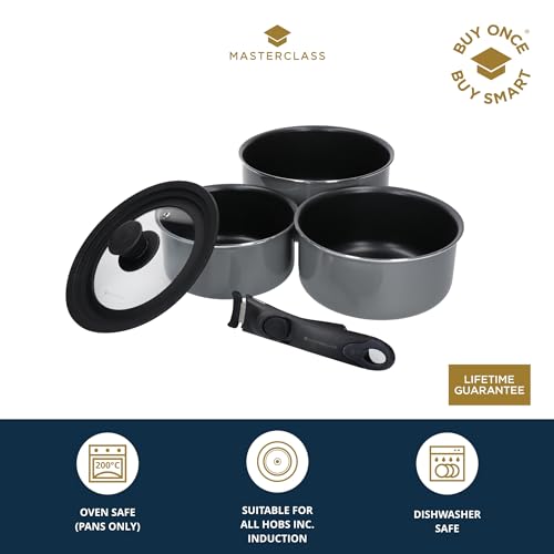 41ksqo5hdzl.jpg Kitchencraft Set de 3 Casseroles Antiadhésives Induction Pour Cuisine Économiseur D'Espace Gris 5 Pièces