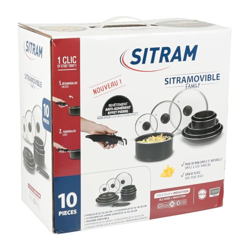 41mzo0fjol.jpg Sitram 713499 Batterie Cuisine Aluminium 10 Pièces Tous Feux incluant Induction : Poêles et Casseroles Durable + Vues en
