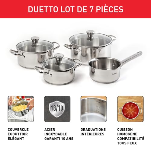 41mymnbwpel.jpg Tefal Batterie de Cuisine Duetto A705A835, Inox Induction, 16/20/24 cm, Convient pour la Cuisine, Fonction Multi-Cuisson