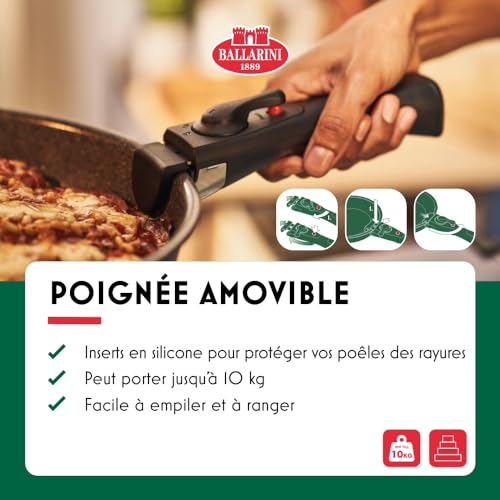 41o3uh3f7ll.jpg Ballarini Torre Set de Poêles 20 + 28 cm, Revêtement Céramique, Suit tous les Appareils Électromagnétiques, Poignée Amov