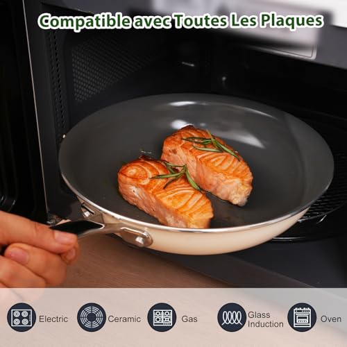 41oklvaa3l.jpg Poêle Antiadhésive Céramique 20cm Gris Blanc Famille Cuisine Sans Produits Chimiques Nocifs
