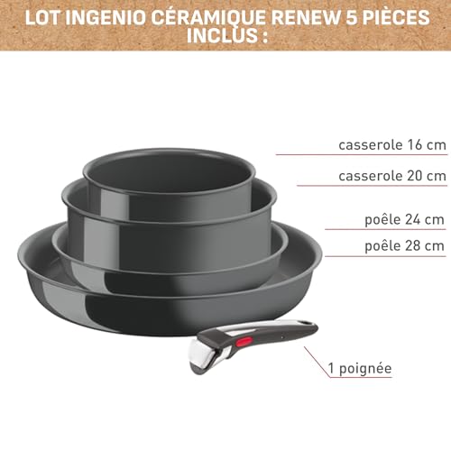 41q rbayb7l.jpg Tefal Ingenio Lot de 5 Pièces Poêles et Casseroles Amovibles pour Induction Ceramic Coating Éco-Conçu France