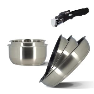 MENASTYL Batterie de cuisine inox amovible 6 pièces IRIS 3 poêles 2 casseroles poignée sécuritaire tous feux Acier inoxy
