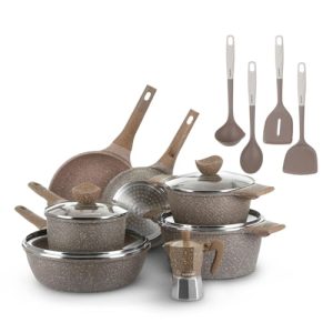 KASANOVA Set de casseroles antiadhésives 4 couches, batterie de cuisine pour induction, design moderne et sécurité sans