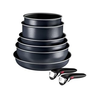 Tefal Ingenio Enjoy - Batterie de cuisine 8 pièces légère avec technologie Light Tech et revêtement antiadhésif Ti, Poig
