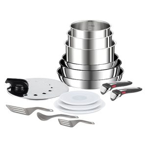 ### Tefal Ingenio Preference Batterie de Cuisine 15 Pièces Induction Acier Inoxydable Revêtement Antiadhésif Empilable C