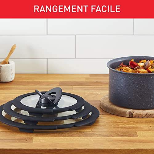 41xblobymyl 1.jpg Couvercle en verre Tefal Ingenio 20 cm rangement gain de place Noir et Transparent cuisson plus rapide compatible lave-v