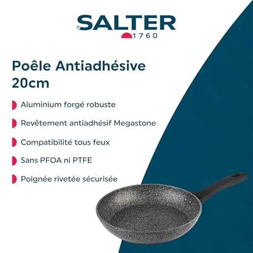 41xruzwesal.jpg Salter Poêle à Frire en Aluminium Forgé 20 cm, Revêtement Anti-adhésif Durable sans PFOA, Poignée Durable Rivetée