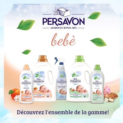 41yfv1mcgll.jpg Lessive bébé Persavon, hypoallergénique et sans colorant, pour peaux sensibles, extrait d'abricot BIO, 33 lavages - 1500