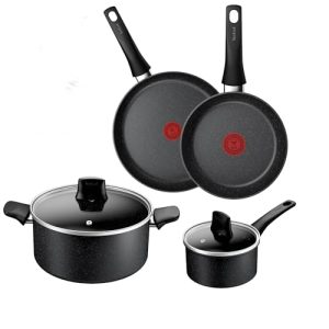 Tefal Lot de 4 casseroles + poêles + faitout, revêtement anti-adhésif haute performance, compatible induction, pour cuis