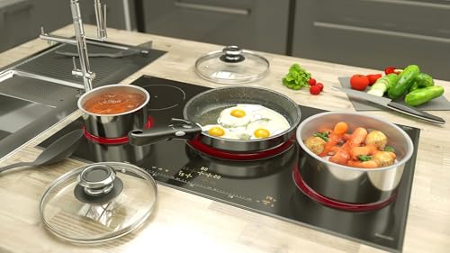 41yuphh6 hl 2.jpg BACKEN 199924 Batterie Cuisine Acier Inoxydable inductionCompatible Lave-Vaisselle 24Pièces Poêles Woks Couvertures Poig
