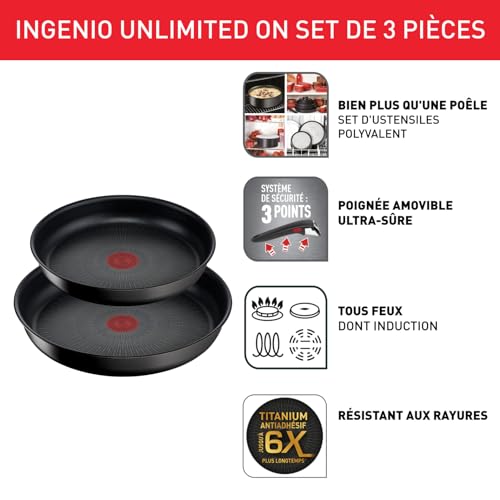 41zrfhf ql.jpg Tefal Ingenio Unlimited On Lot de 2 Poêles 22/26 cm + Poignée amovible | Induction | Fabriqué en France | L3959843