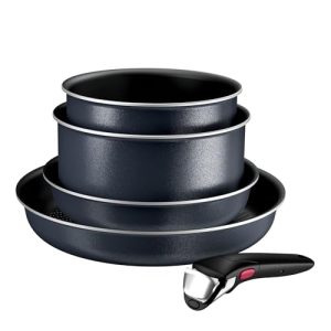 Tefal Ingenio Enjoy - Batterie de cuisine 5 pièces légèresavec technologie Light Tech et poignées amovibles pour la cuis