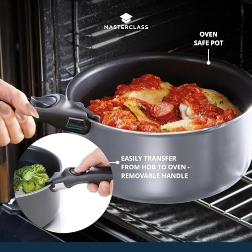 5110kwuq1hl.jpg Kitchencraft Set de 3 Casseroles Antiadhésives Induction Pour Cuisine Économiseur D'Espace Gris 5 Pièces